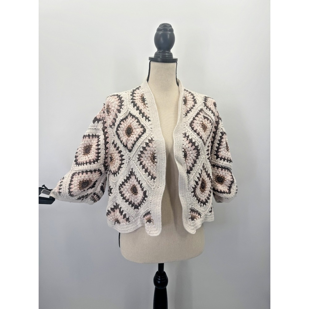 Anthro x Andersen & Lauth Amber Crochet Granny Squares Cardigan Sweater Knit OS